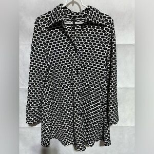 IC By CONNIE K Womens M Jacket Artsy Lagenlook Black & White Textured Geometric
